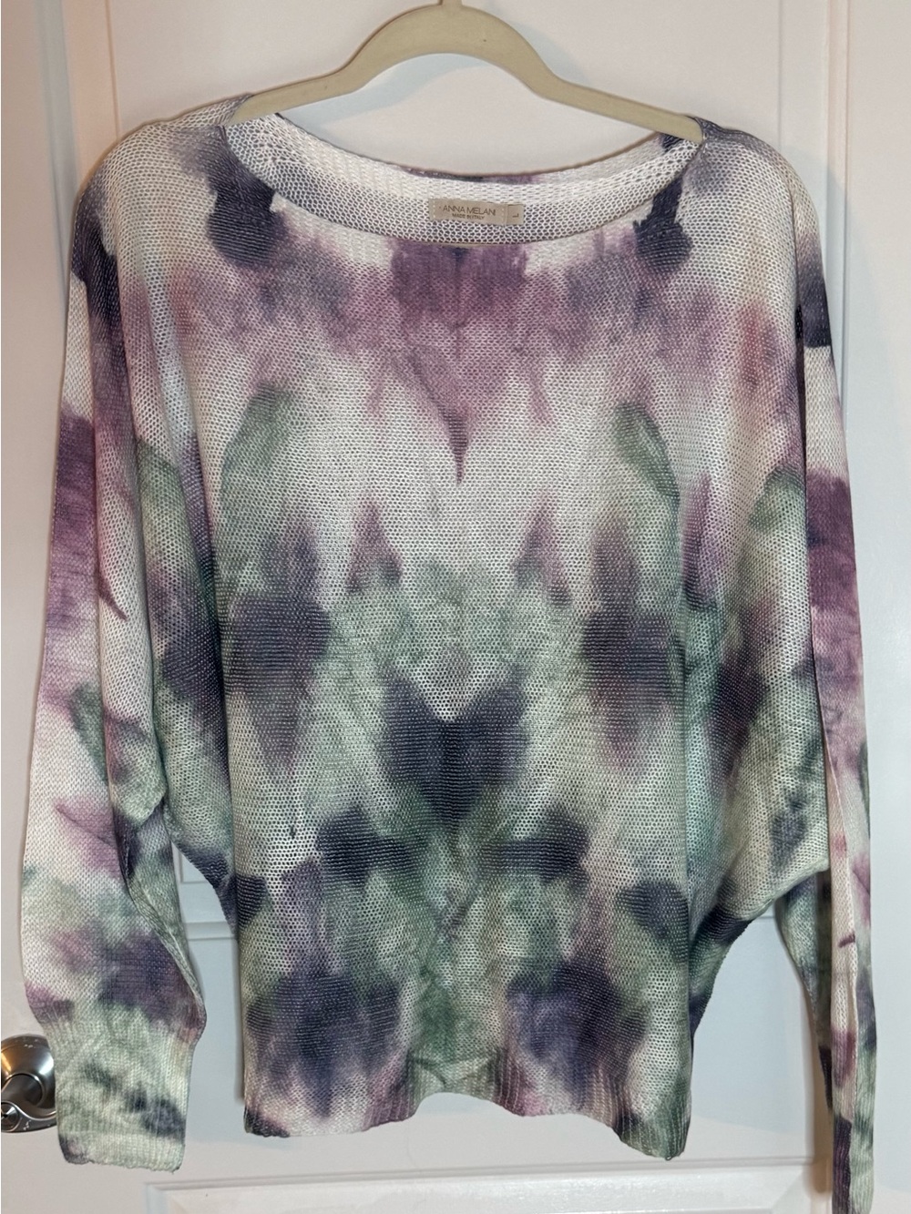 Anna Melani Lavender & Green Tie-Dye Lightweight Boat Neck Sweater